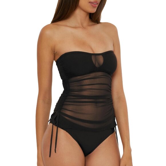 Becca Womens Standard Muse Bandeau Tankini Swim Top 733557 Black L - Picture 8 of 13